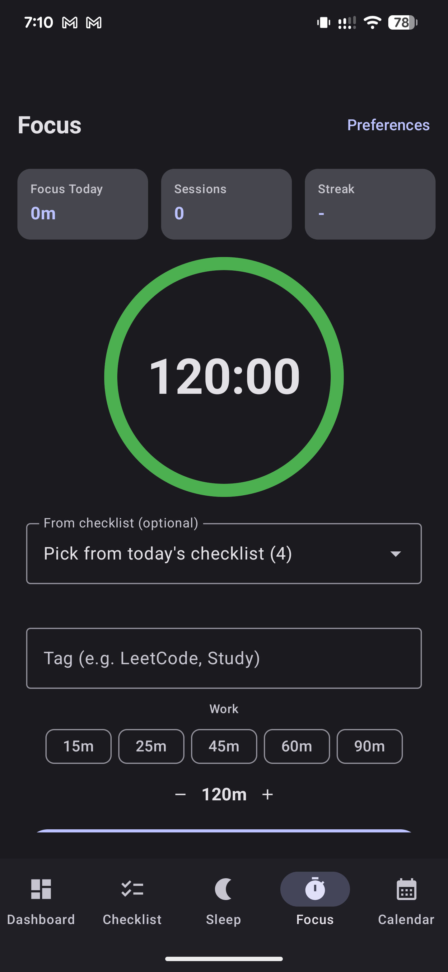 Focus screen