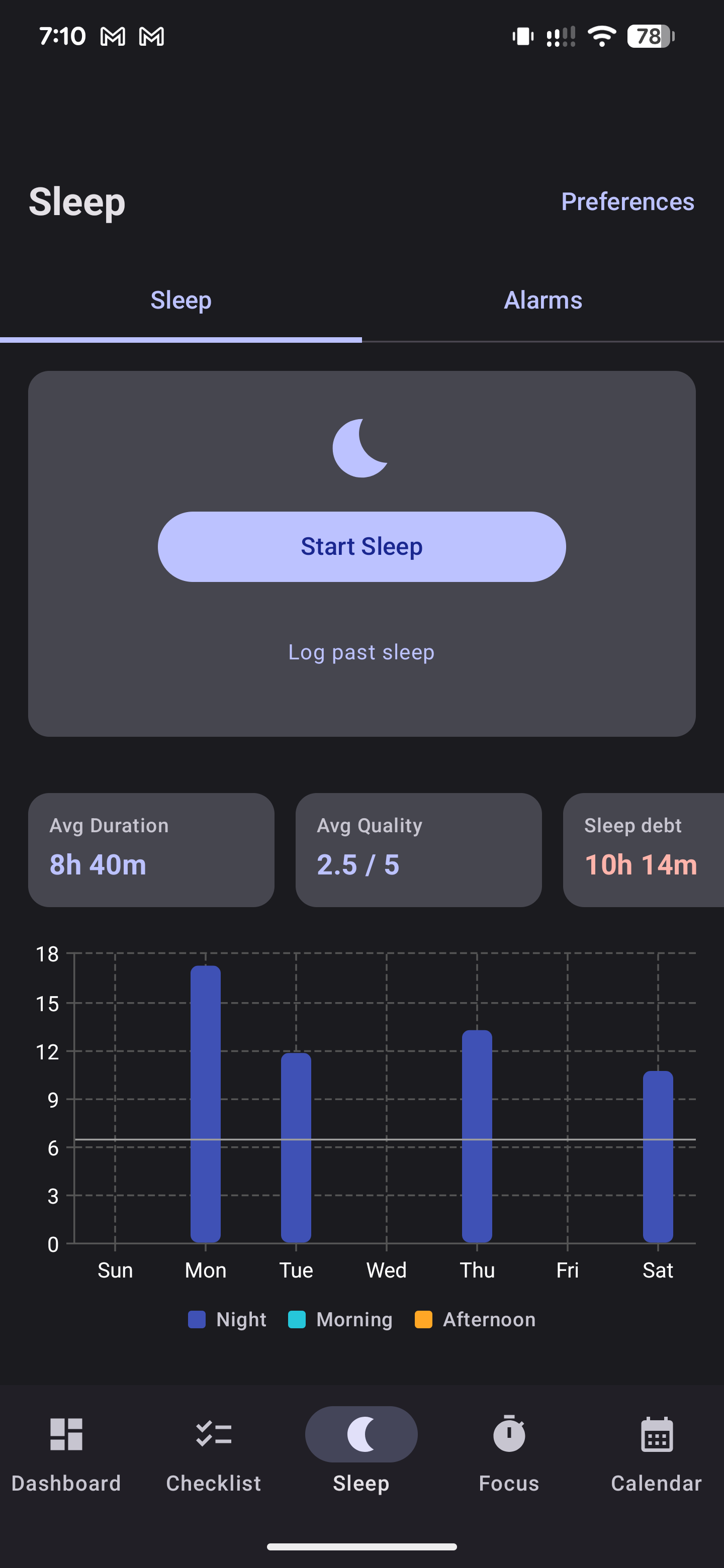 Sleep screen